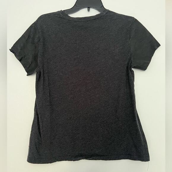 Vince Dark Grey Black Lamb Leather Short Sleeve Top - Picture 6 of 6